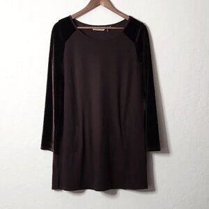 Soft Surroundings Women's Velvet Sleeve Tunic Blouse Size Small